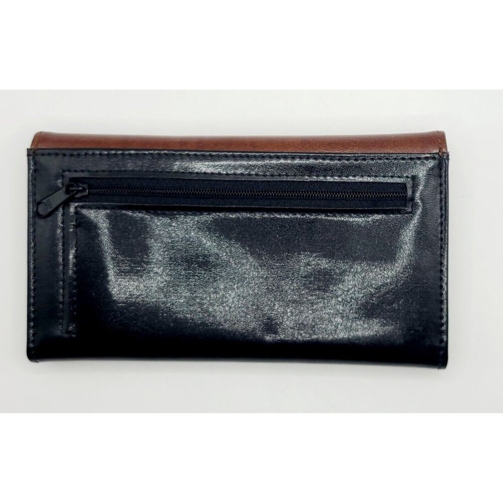 Donna Karan Wallet Clutch Leather Purse Black Brown Genuine Crafted Women's - Picture 6 of 8